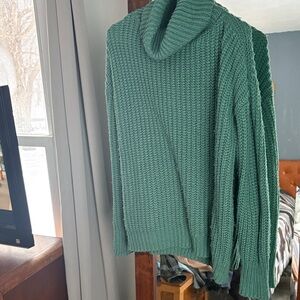 Elegant Green Cowl Neck Sweater